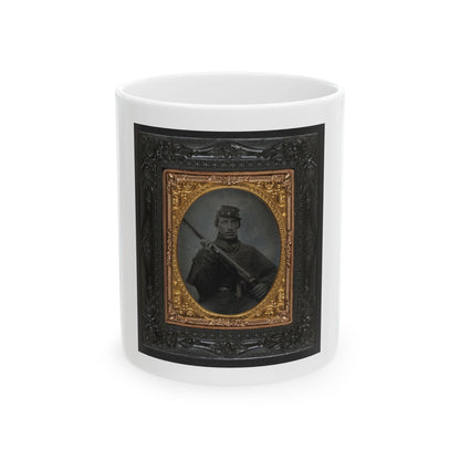 Unidentified Soldier In Union Greatcoat And Company C Forage Cap With Musket (U.S. Civil War) White Coffee Mug