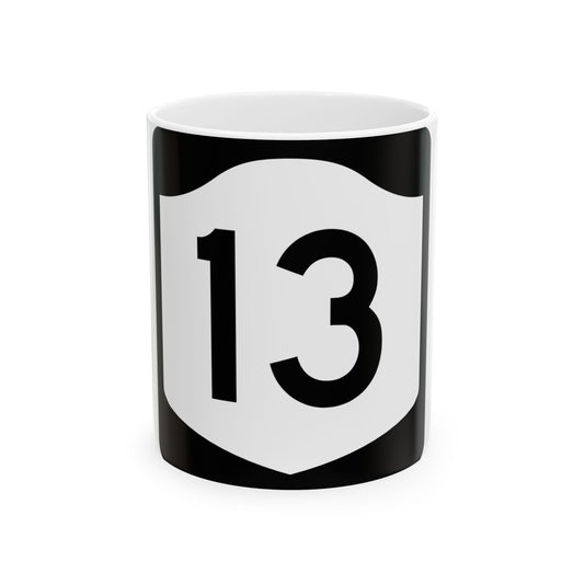 NY-13 (New York) (Road Sign) White Coffee Mug