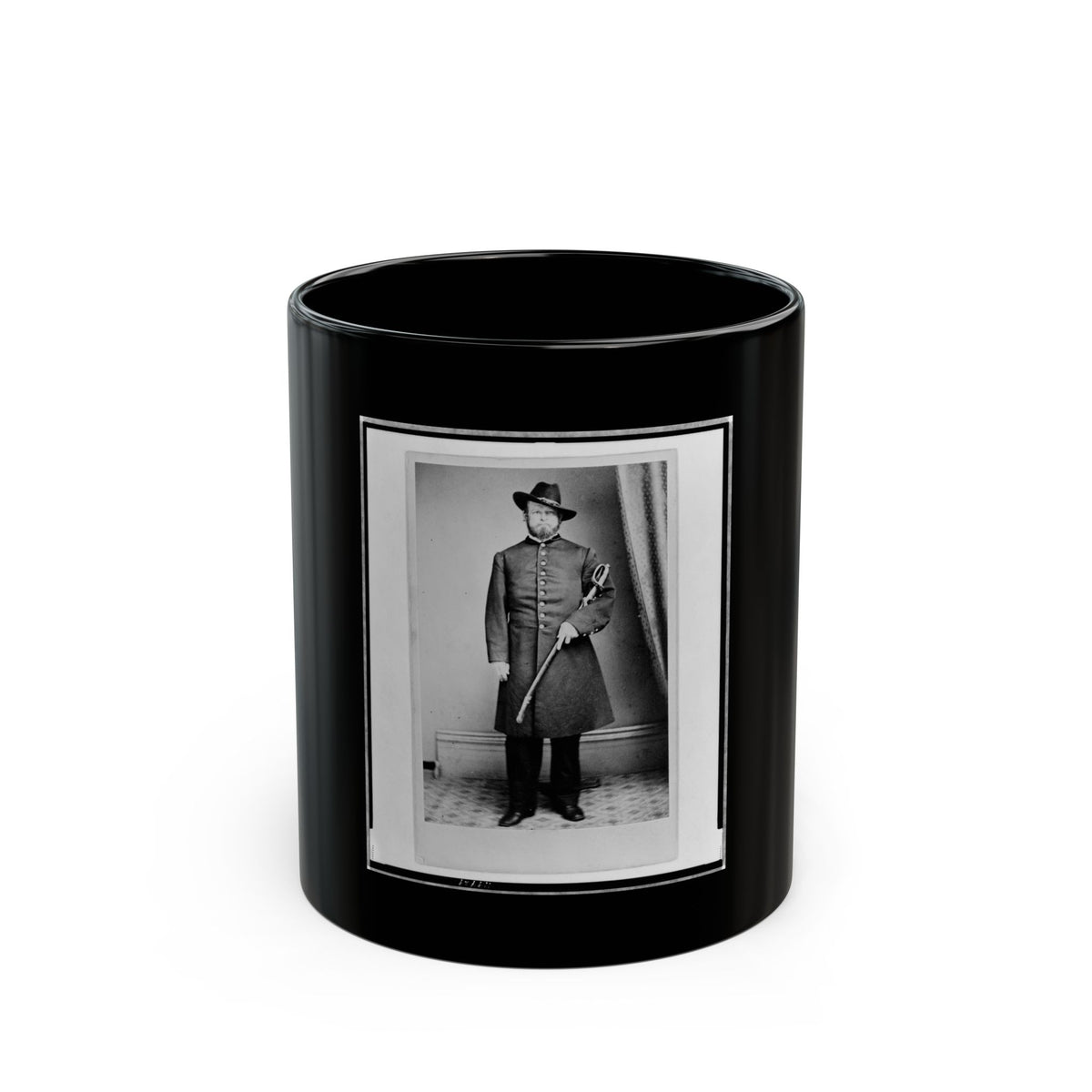Elliott( ), Union Officer, Full-Length Portrait, Standing, Holding Sword In Left Hand, Facing Front (U.S. Civil War) Black Coffee Mug