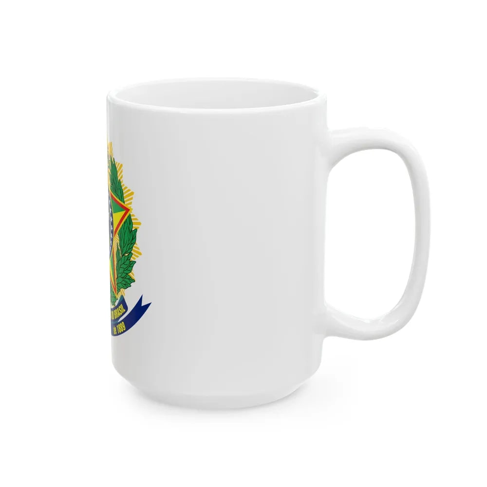 Coat of arms of Brazil (dark blue) - White Coffee Mug-Go Mug Yourself