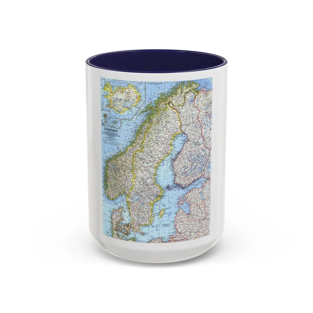 Scandinavia (1963) (Map) Accent Coffee Mug-15oz-Navy-Go Mug Yourself