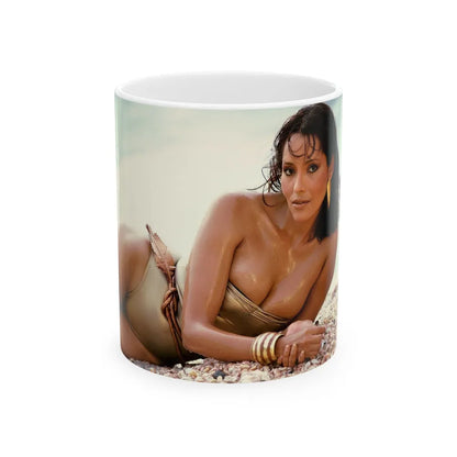 Barbara Carrera #63 (Vintage Female Icon) White Coffee Mug-11oz-Go Mug Yourself