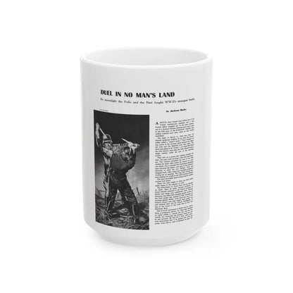 Duel In No Man's Land, Men magazine, November 1957 - White Coffee Mug-15oz-Go Mug Yourself