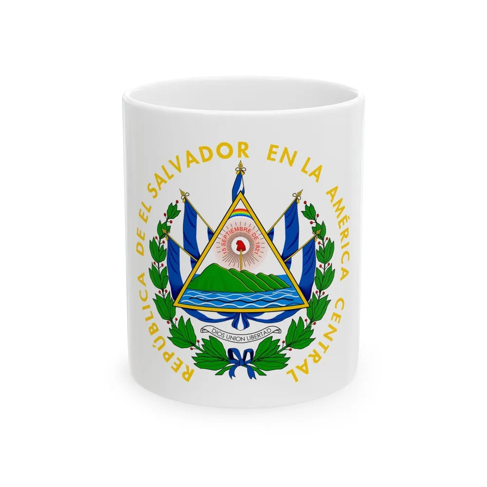 Coat of arms of El Salvador - White Coffee Mug-11oz-Go Mug Yourself