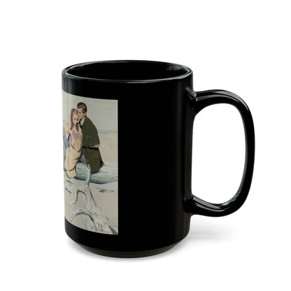 Couple on the Beach, probable commercial advertisement, 1960 - Black Coffee Mug-Go Mug Yourself