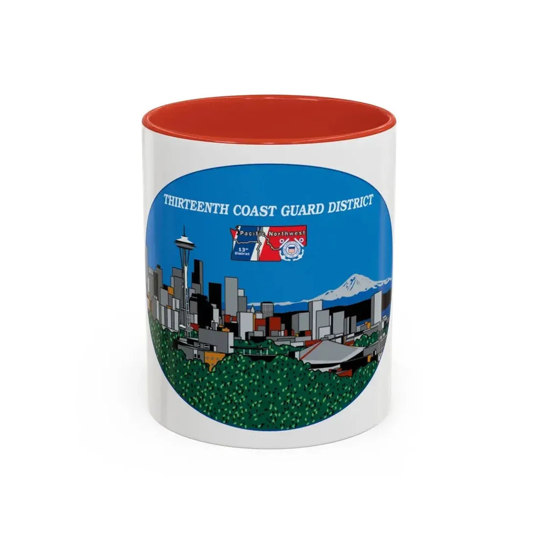 13th CG District Pacific Northwest (U.S. Coast Guard) Accent Coffee Mug 11oz Red - Go Mug Yourself