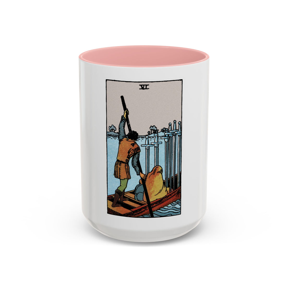 The 6 of Swords (Tarot Card) Accent Coffee Mug