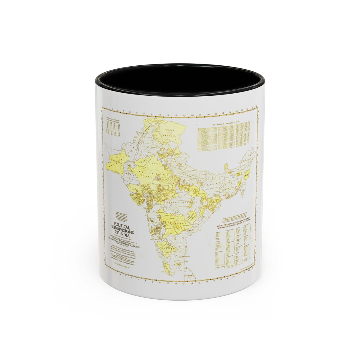 India - Political Subdivisions (1946) (Map) Accent Coffee Mug
