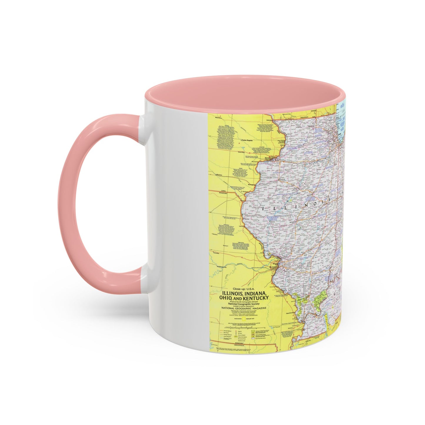 USA - Illinois, Indiana, Ohio, Kentucky 1 (1977) (Map) Accent Coffee Mug