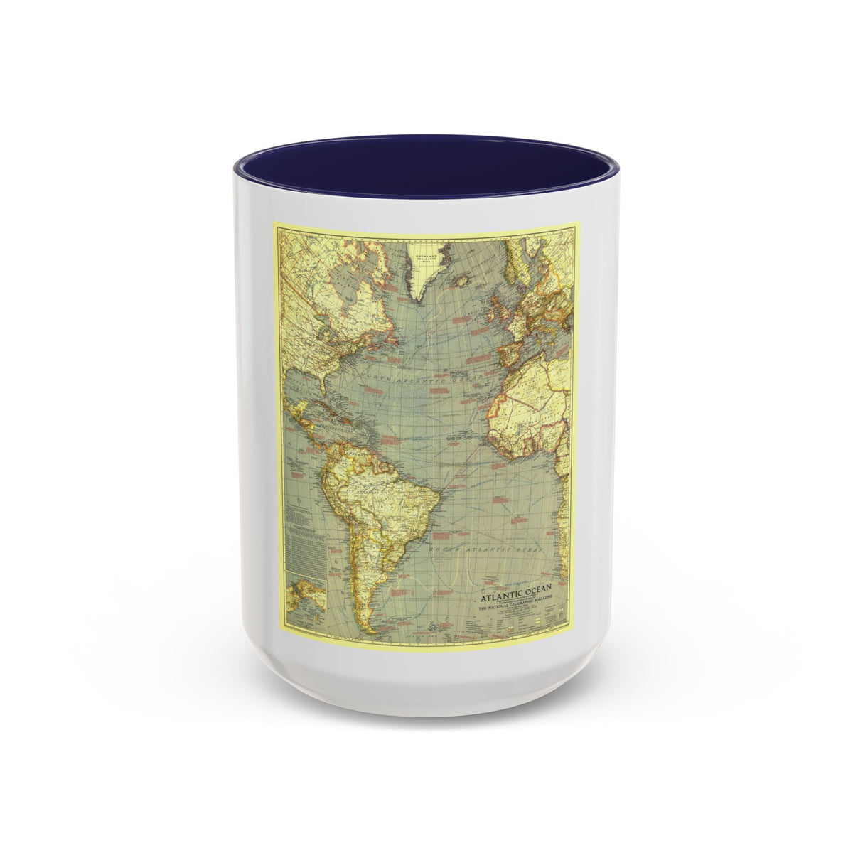 Atlantic Ocean (1939) (Map) Accent Coffee Mug