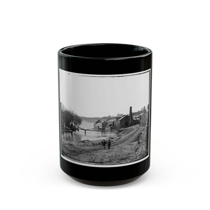 Richmond, Va. View Of The Tredegar Iron Works, With Footbridge To Neilson's Island (U.S. Civil War) Black Coffee Mug