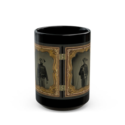 Two Unidentified Soldiers In 34th Ohio Infantry Regiment Uniforms With Bayoneted Muskets (U.S. Civil War) Black Coffee Mug