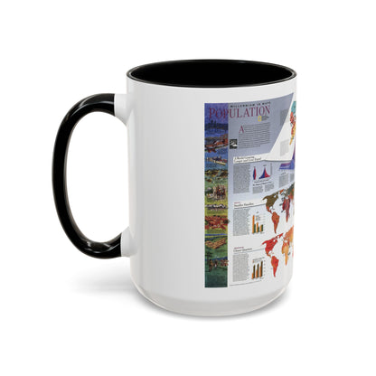 World Map - Population (1998) (Map) Accent Coffee Mug