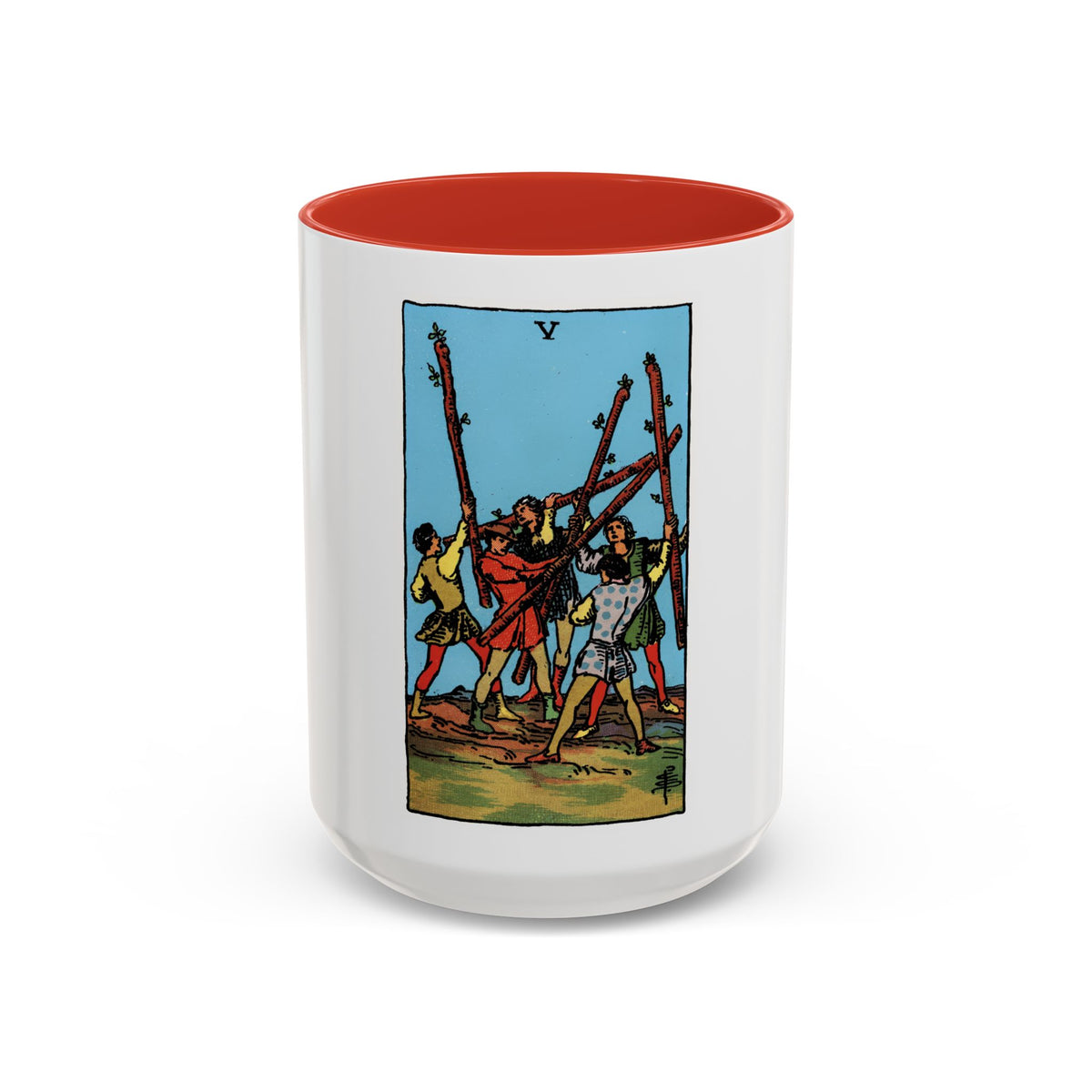 The 5 of Wands (Tarot Card) Accent Coffee Mug