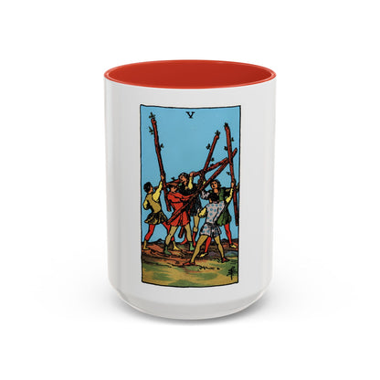 The 5 of Wands (Tarot Card) Accent Coffee Mug