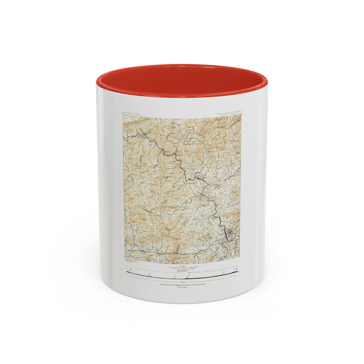 USA - North Carolina, Tennessee (1889) (Map) Accent Coffee Mug