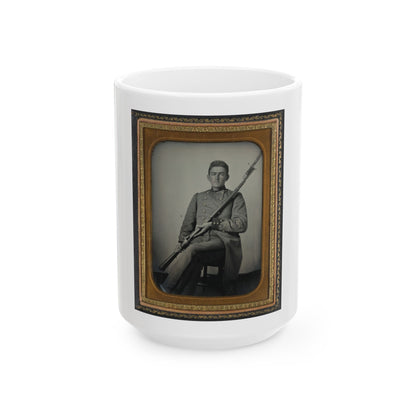 Captain Daniel Turrentine Of Company G, 12th Arkansas Infantry Regiment, In Full Officers' Uniform With Musket (U.S. Civil War) White Coffee Mug