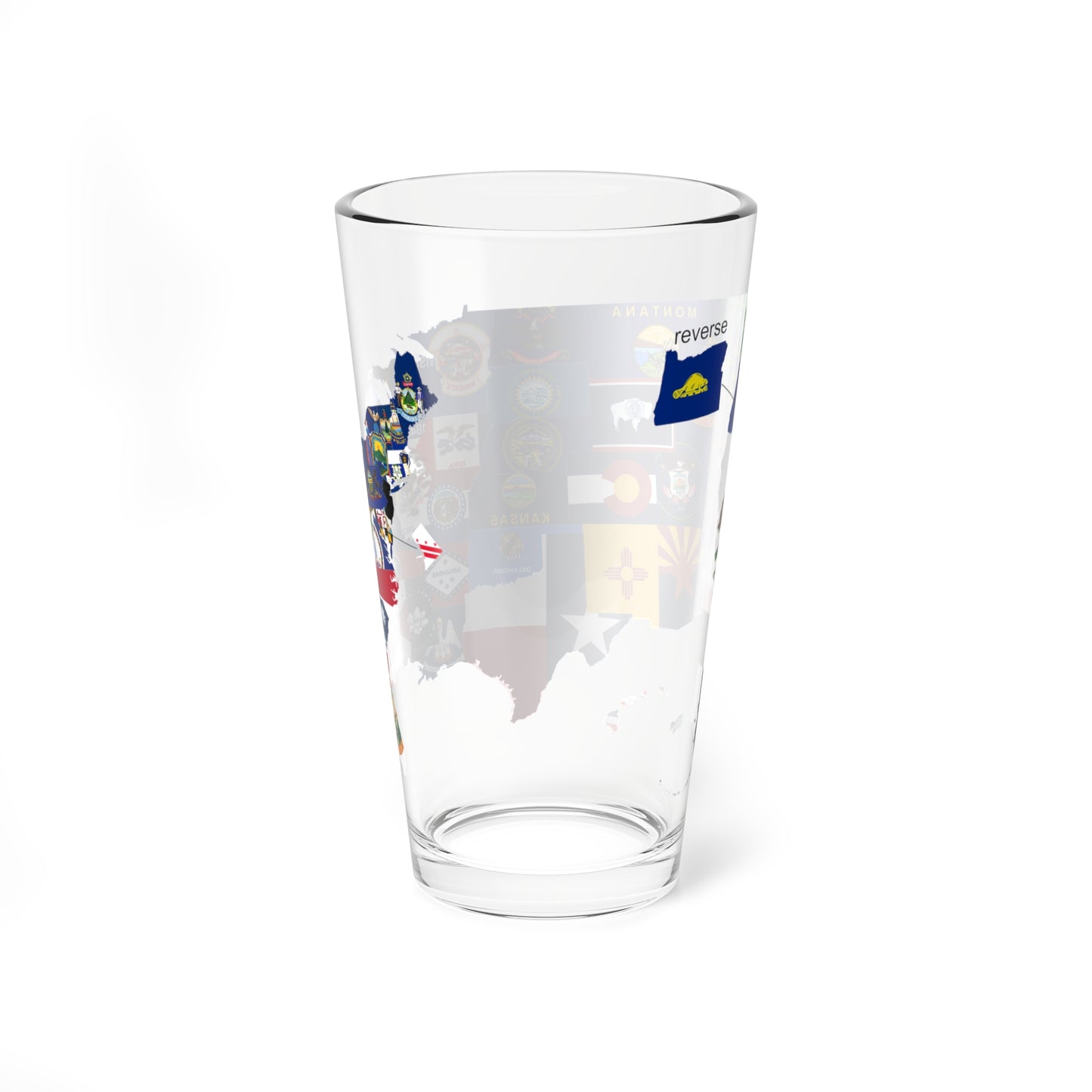 Flag-map of the US states and Washington D.C (United States) Pint Glass 16oz