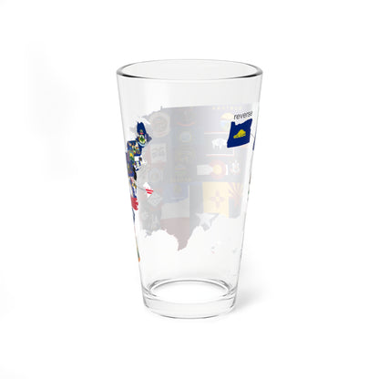 Flag-map of the US states and Washington D.C (United States) Pint Glass 16oz