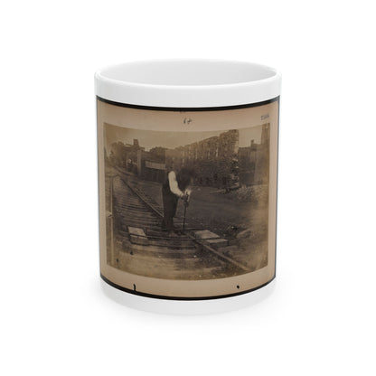 Railroad Construction Worker Straightening Track (U.S. Civil War) White Coffee Mug