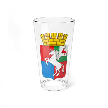 Coat of arms of Vyksa Novgorod Oblast with canton and crown (Russia) (Coat of Arms) Pint Glass 16oz
