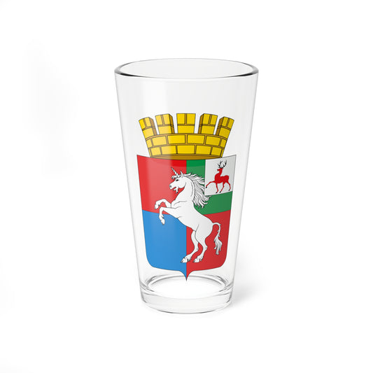 Coat of arms of Vyksa Novgorod Oblast with canton and crown (Russia) (Coat of Arms) Pint Glass 16oz