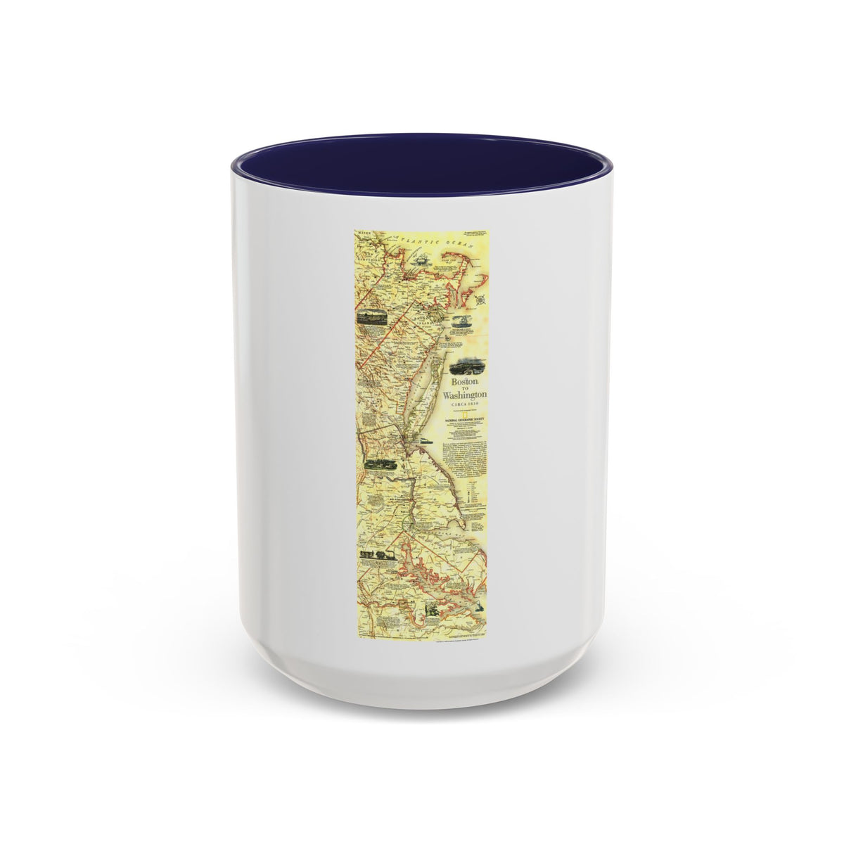 USA - Boston to Washington (1830) (Map) Accent Coffee Mug