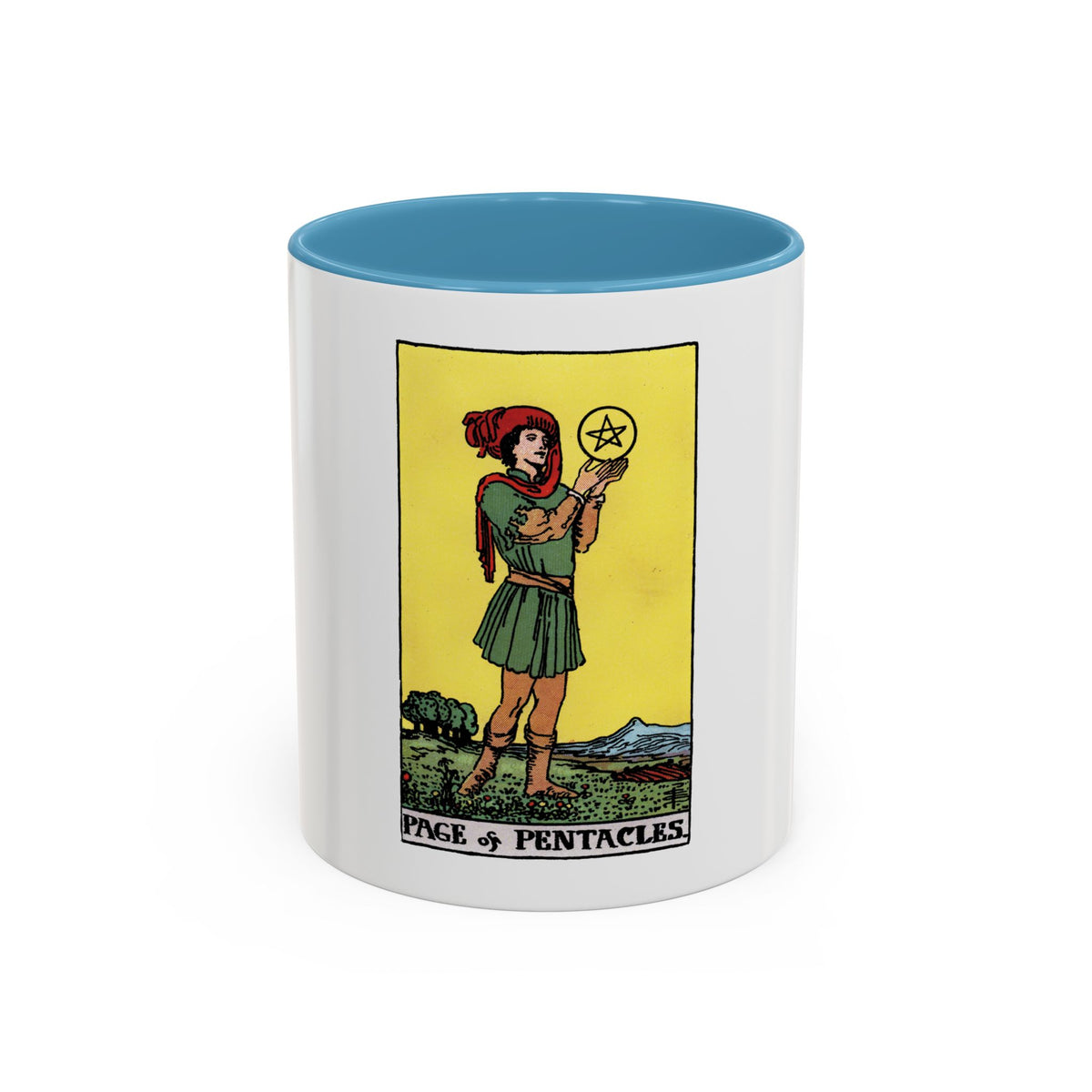 The Page of Pentacles (Tarot Card) Accent Coffee Mug