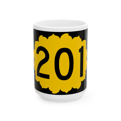 K-201 (Kansas) (Road Sign) White Coffee Mug