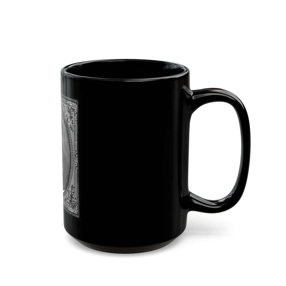 Jonas Nathan Shuler, Private, 10th Ill. Cav., U.S.A., Half-Length Portrait, Seated, Facing Front (U.S. Civil War) Black Coffee Mug