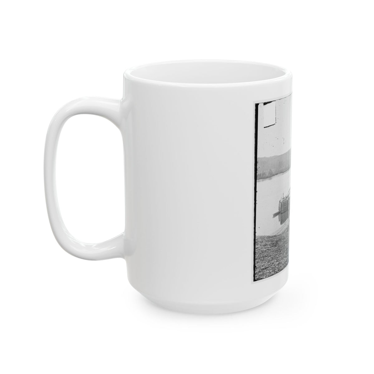 Aiken's Landing, Va.  Double-Turreted Monitor U.S.S. Onondaga On The James (U.S. Civil War) White Coffee Mug