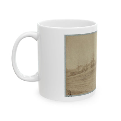 A Camp Made Up Of Small Cabins That Surround A Large Building (U.S. Civil War) White Coffee Mug