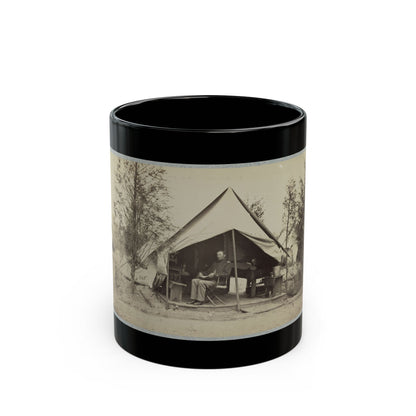 Soldier Sitting Inside His Tent (U.S. Civil War) Black Coffee Mug