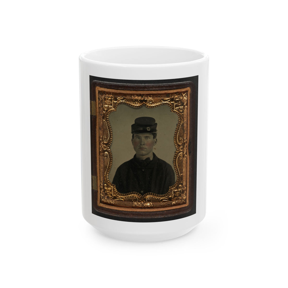 Unidentified Soldier In Union Sack Coat And Forage Cap(2) (U.S. Civil War) White Coffee Mug
