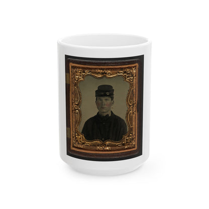 Unidentified Soldier In Union Sack Coat And Forage Cap(2) (U.S. Civil War) White Coffee Mug