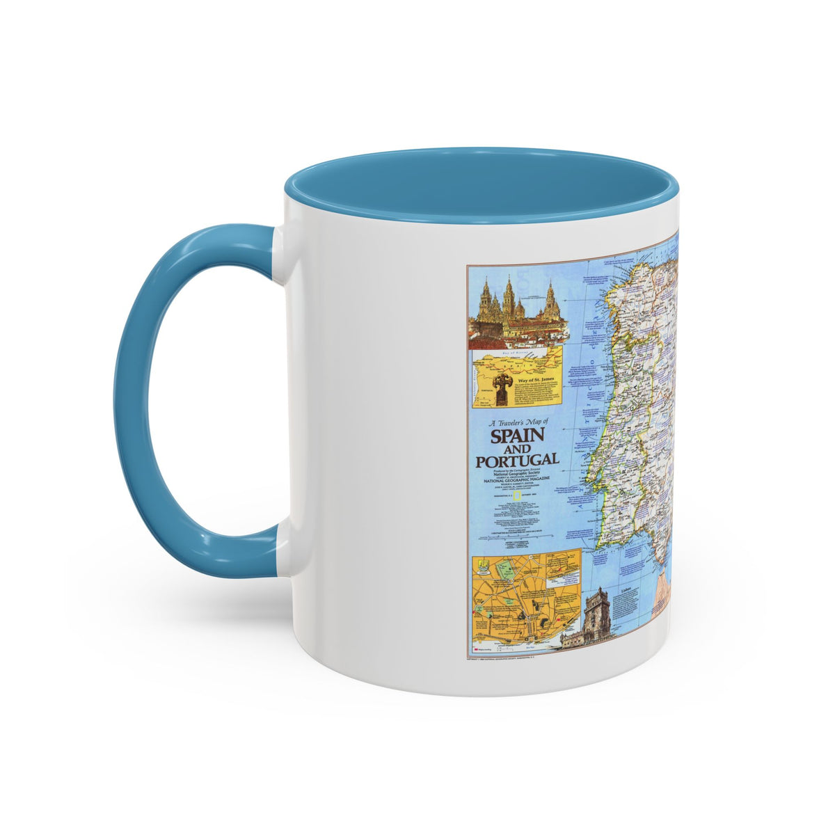 Spain and Portugal - A Traveller's Map 1 (1984) (Map) Accent Coffee Mug