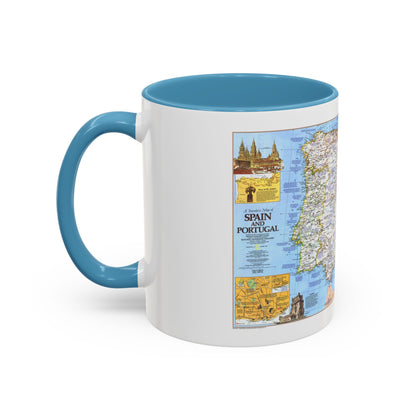 Spain and Portugal - A Traveller's Map 1 (1984) (Map) Accent Coffee Mug