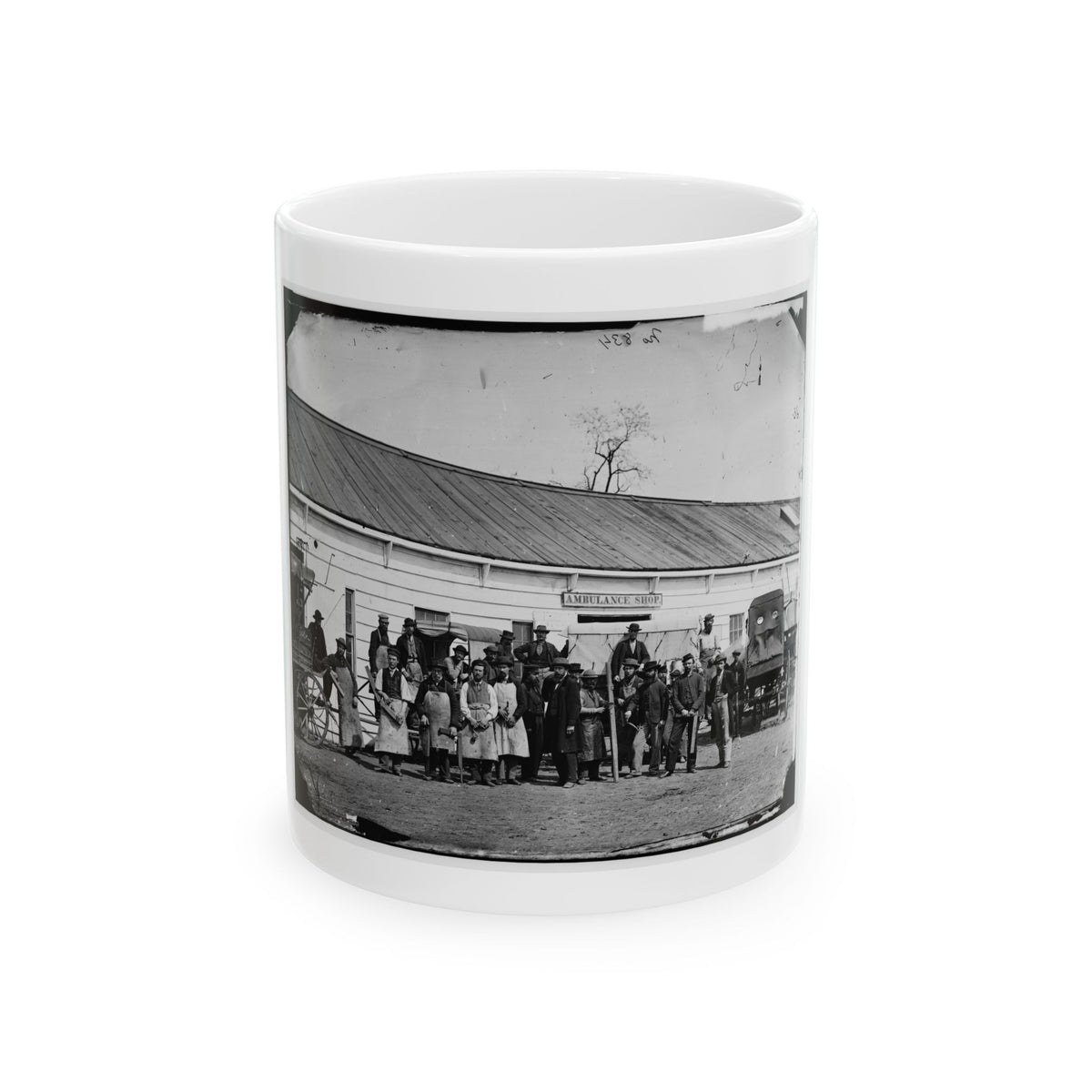 Washington, D.C. Workmen In Front Of The Ambulance Shop (U.S. Civil War) White Coffee Mug