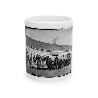 Washington, D.C. Workmen In Front Of The Ambulance Shop (U.S. Civil War) White Coffee Mug