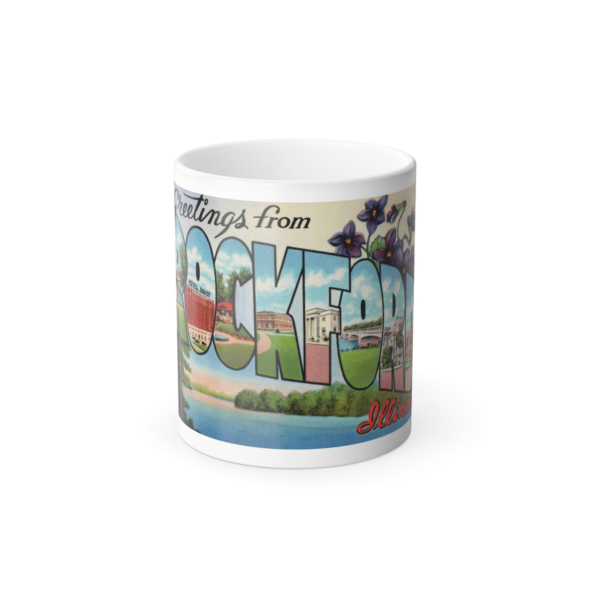 Greetings from Rockford Illinois (Greeting Postcards) Color Changing Mug 11oz