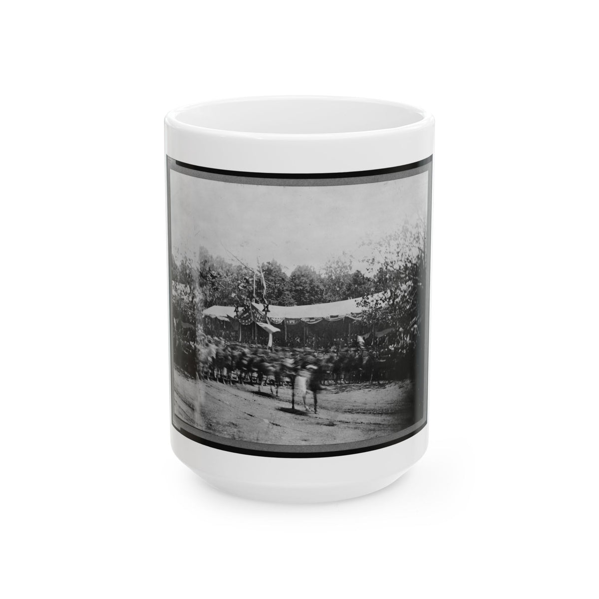 Mounted Cavalry Riding Past Reviewing Stand During The  Grand Review  Of The Union Army, Washington, D.C. (U.S. Civil War) White Coffee Mug