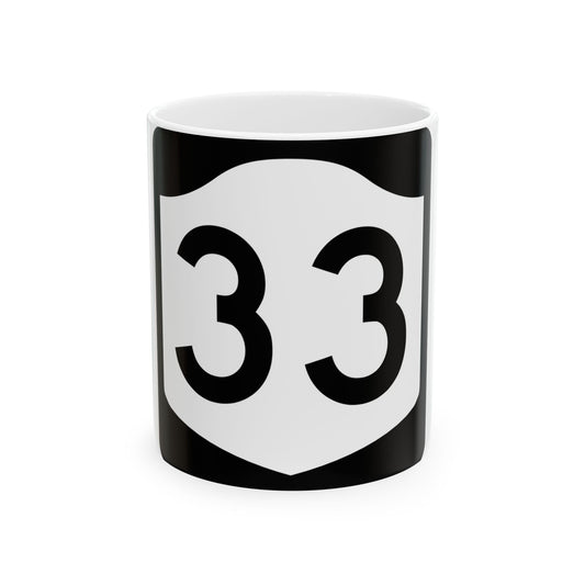 NY-33 (New York) (Road Sign) White Coffee Mug
