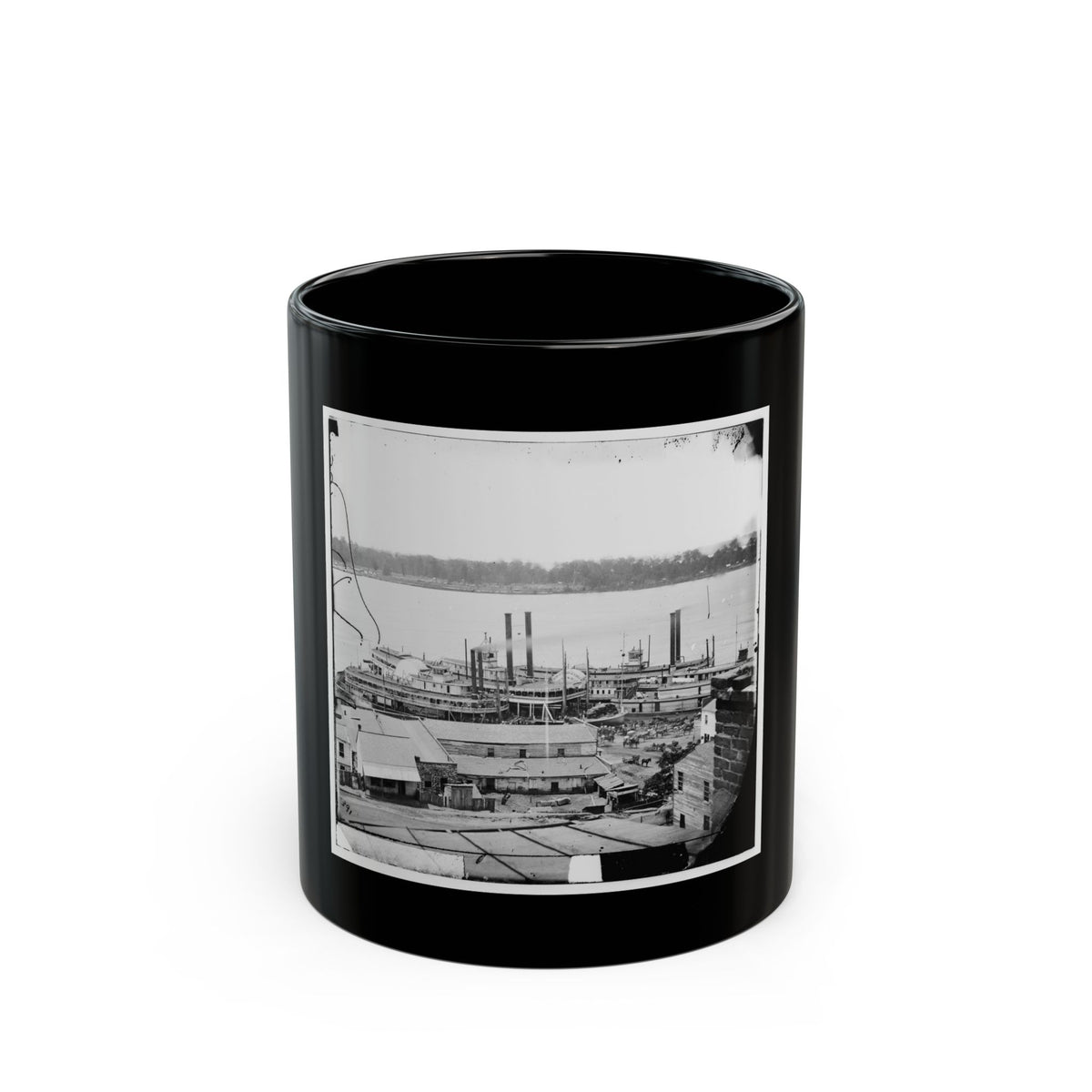 Vicksburg, Miss. Levee And Steamboats (U.S. Civil War) Black Coffee Mug