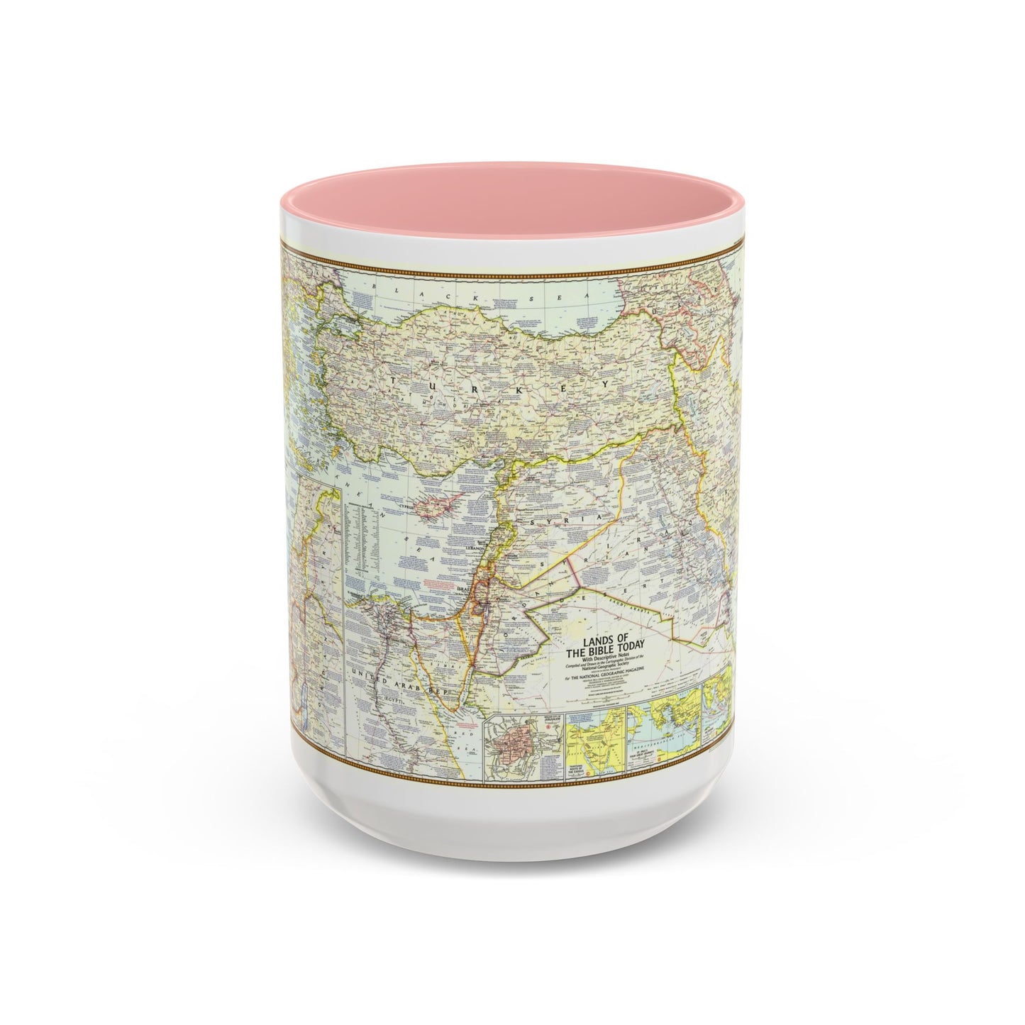 Middle East - Lands of the Bible Today (1967) (Map) Accent Coffee Mug