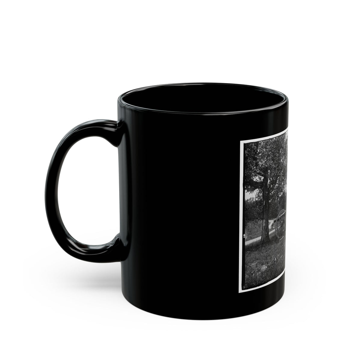 Cannons, Monument, And Cabin At Chickamauga And Chattanooga National Military Park (U.S. Civil War) Black Coffee Mug