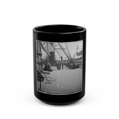 Charleston Harbor, S.C. Crew Members, Quarterdeck, And Starboard Battery Of U.S.S. Pawnee (U.S. Civil War) Black Coffee Mug
