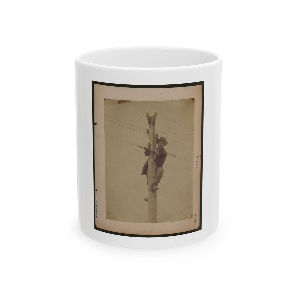 Worker Repairing Telegraph Line (U.S. Civil War) White Coffee Mug
