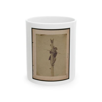 Worker Repairing Telegraph Line (U.S. Civil War) White Coffee Mug