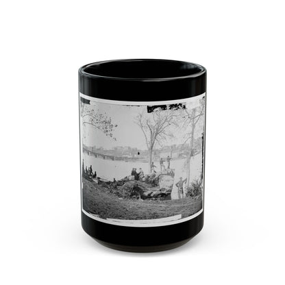 Arlington, Virginia. Georgetown Aqueduct From Virginia Side Of Potomac With Georgetown University In Background (U.S. Civil War) Black Coffee Mug