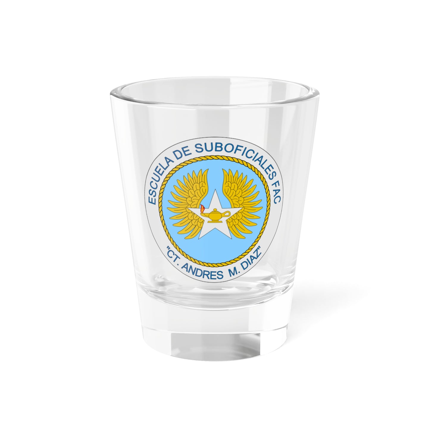 Escudo Escuela de Suboficiales FAC CTAMD (Colombia) (Coat of Arms) Shot Glass 1.5oz